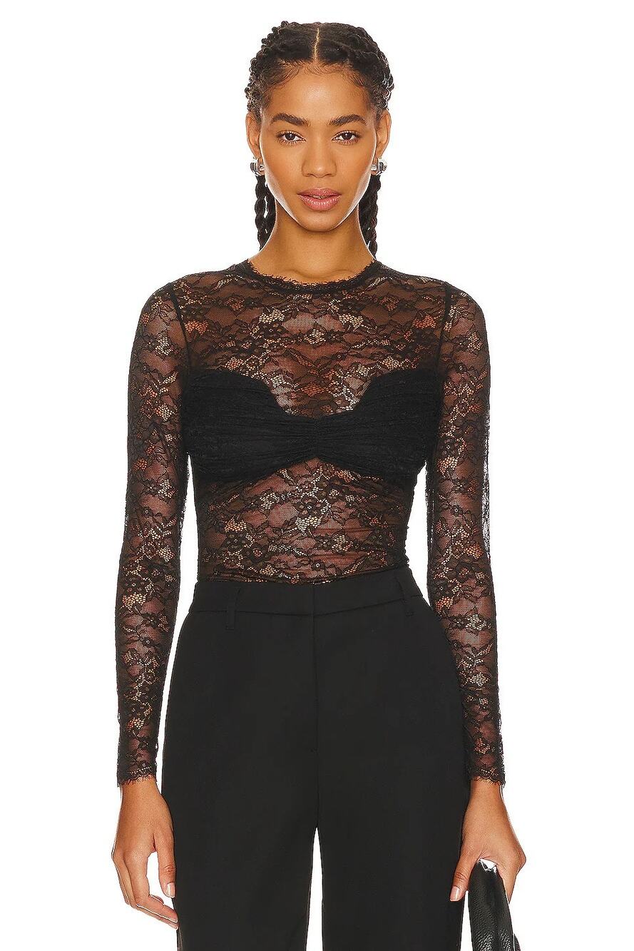 Mother of All Ellie Top Sheer Lace Party Statement Cocktail Evening Fall S